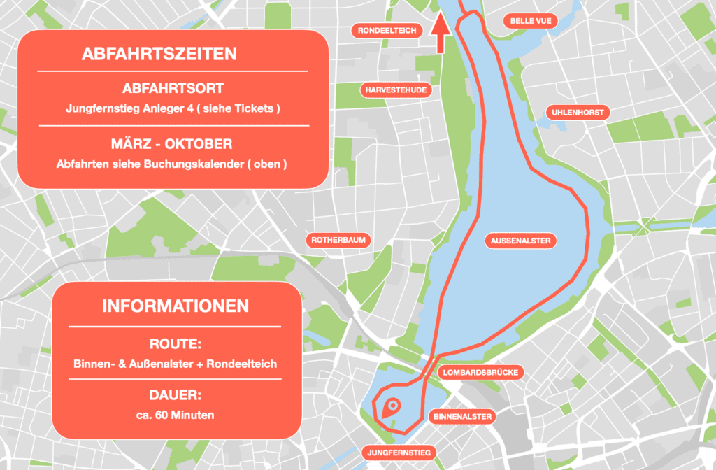 Alsterrundfahrt Hamburg Karte mit Rondeelteich neu 2