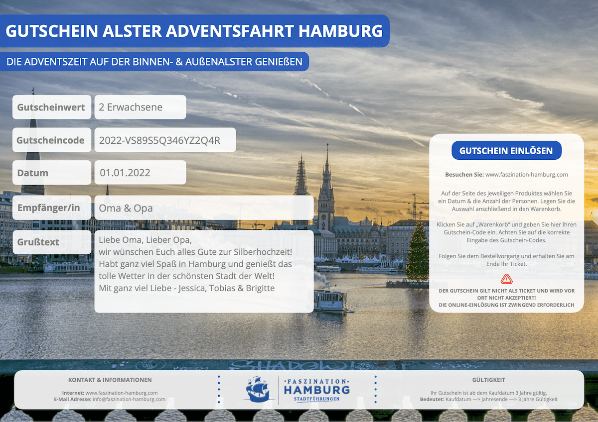 Gutschein Template NEU Alster Adventsfahrt Hamburg