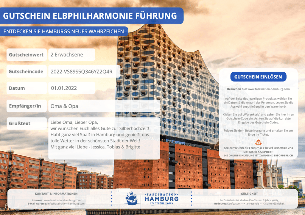 Gutschein Template NEU Elbphilharmonie Hamburg blanko