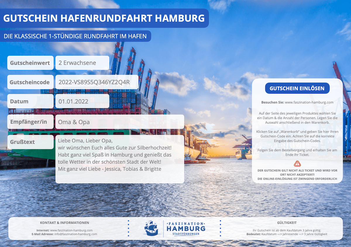 Gutschein Template NEU Hafenrundfahrt Hamburg blanko
