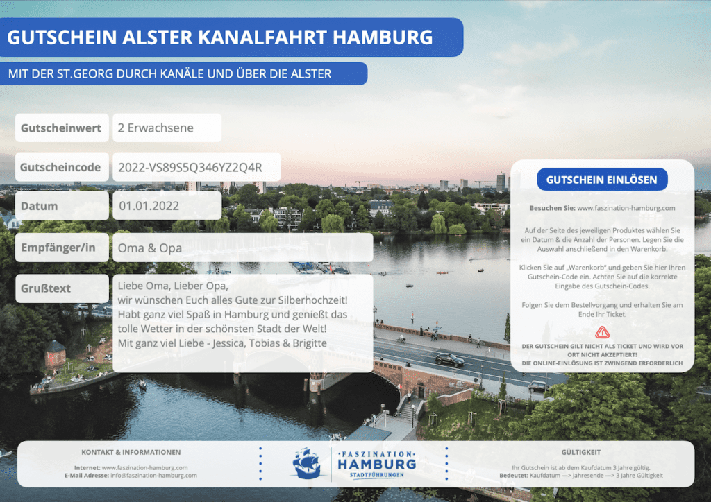 Gutschein Template NEU Kanalfahrt Hamburg blanko