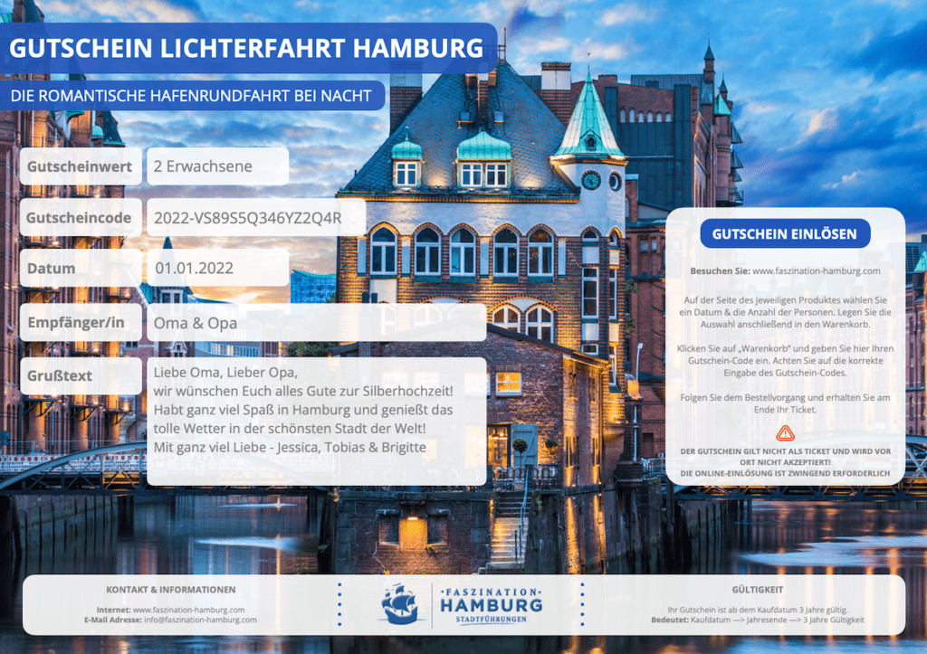 Gutschein Template NEU Lichterfahrt Hamburg blanko