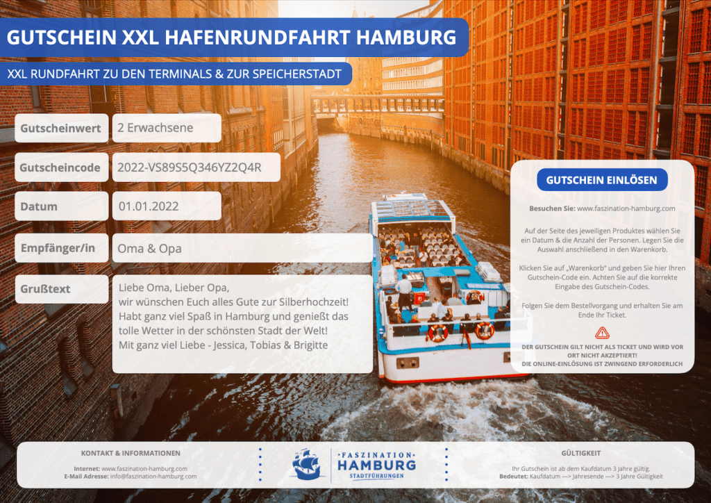 Gutschein Template NEU XXL Hafenrundfahrt Hamburg blanko